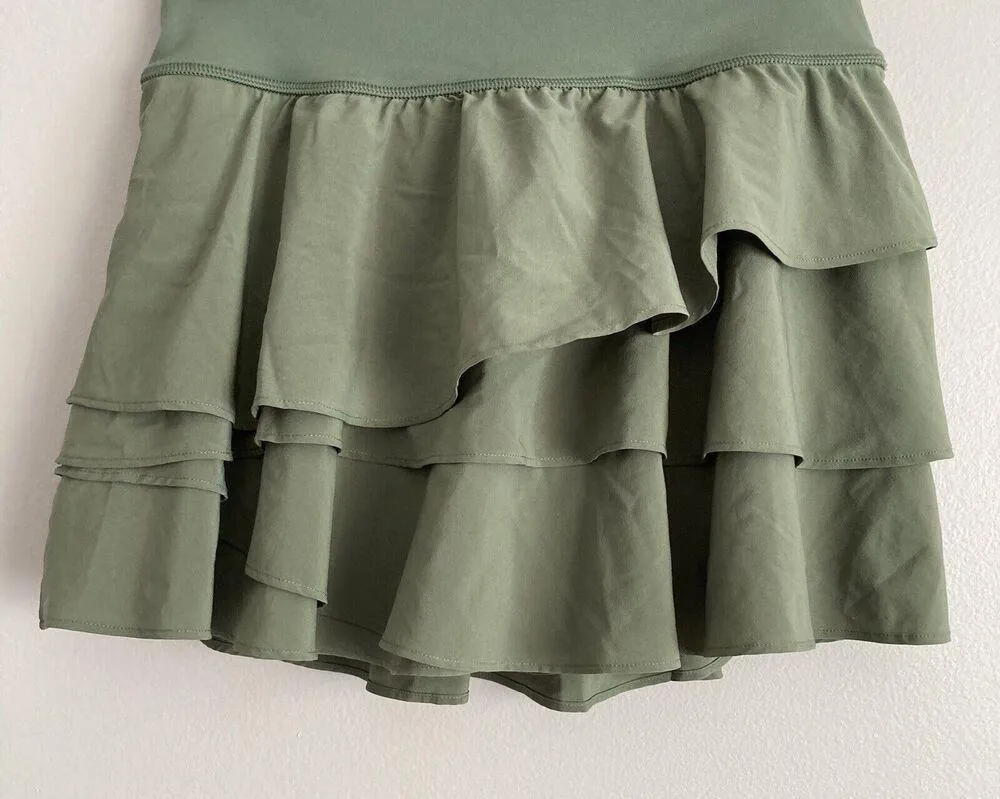 Offline By Aerie Ruffled Skirt Green Skort Womens Size Small Pull On Athletic - Image 4