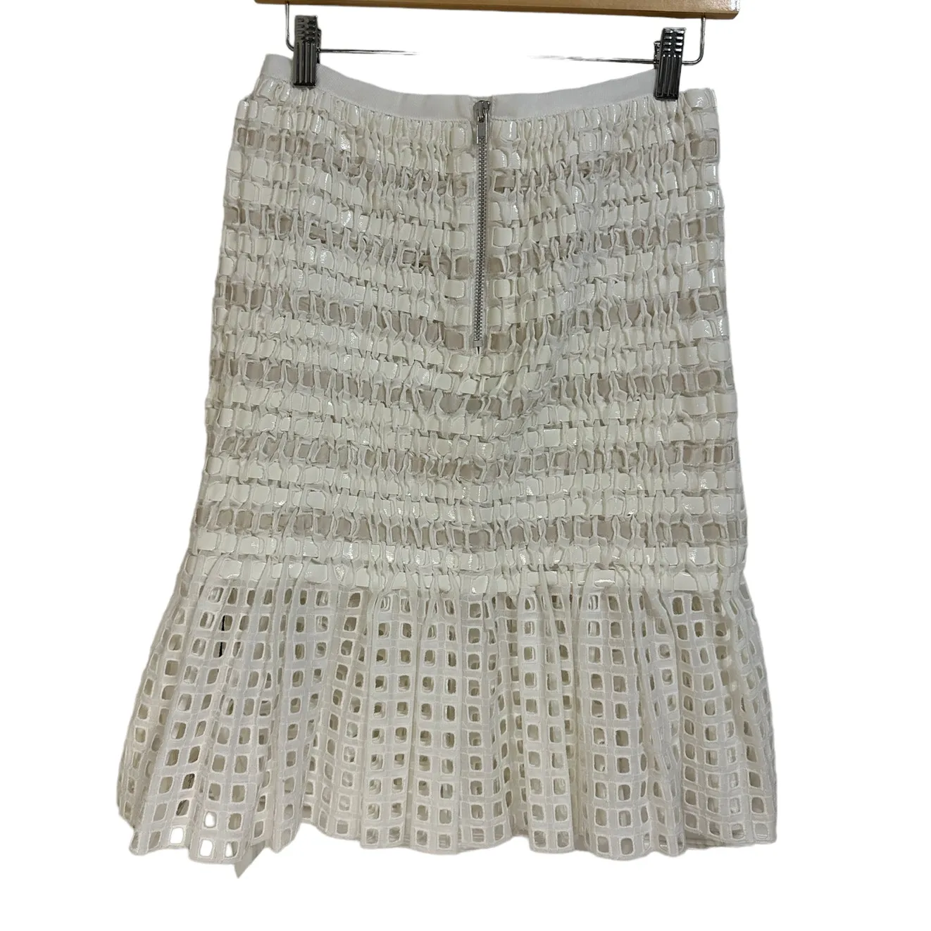 Sacai square lace white woven eyelet fit flare skirt size 2 NEW $1200‎ - Image 9
