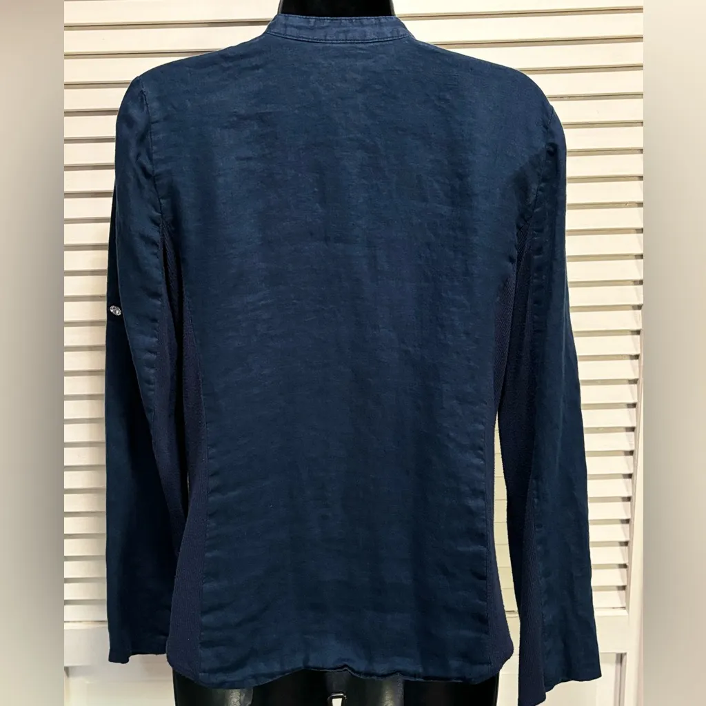 INC International Concepts Navy Gemstone Button Up Long Sleeve Shirt Size S Blue - Image 6