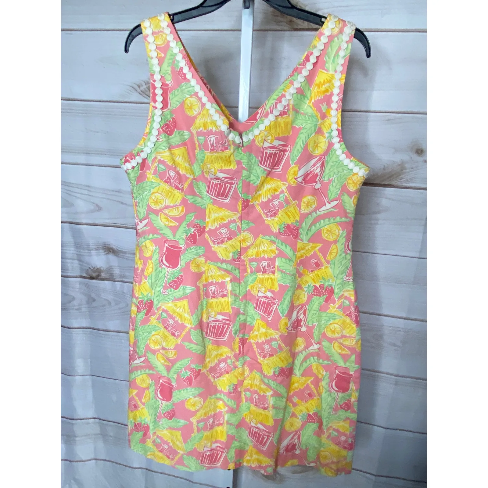 Vintage Lilly Pullitzer Women's Medium Pink Drink Bar Lace Mini Dress Lined - Image 3