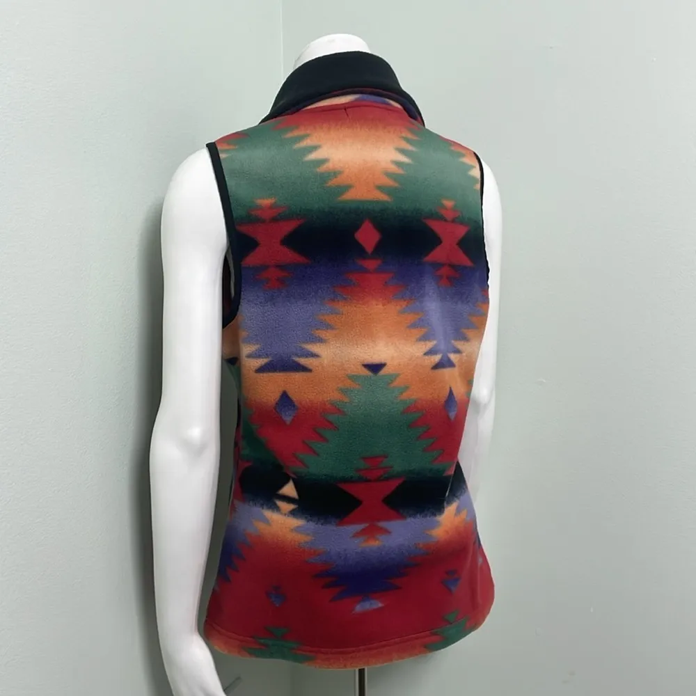 Chaps Ralph Lauren Southwestern Southwest Aztec Print Fleece Zipper Vest small - Image 5