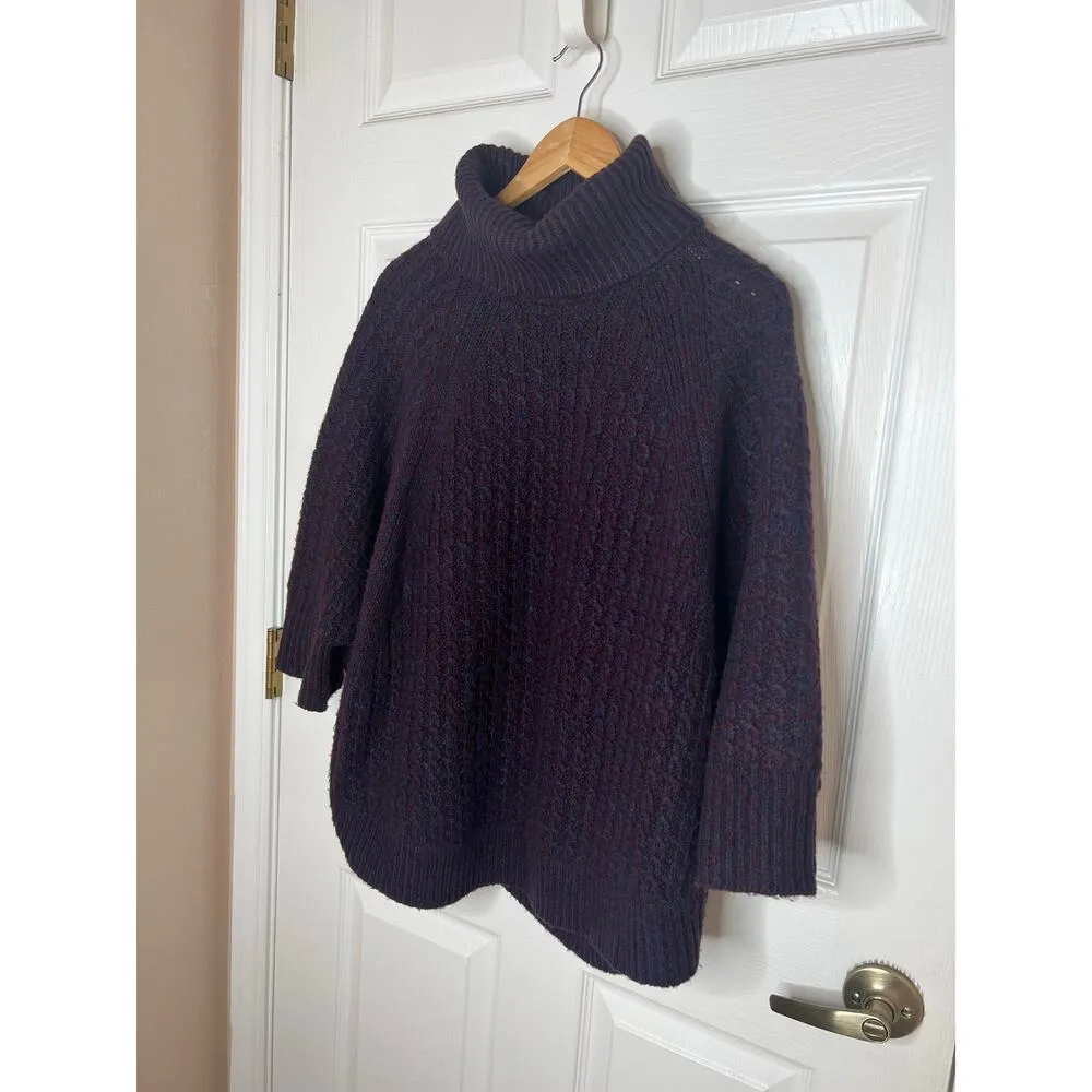 Lou & Grey Women's Dark Purple Dolman Turtleneck Poncho Cozy Sweater Size XS - Image 4