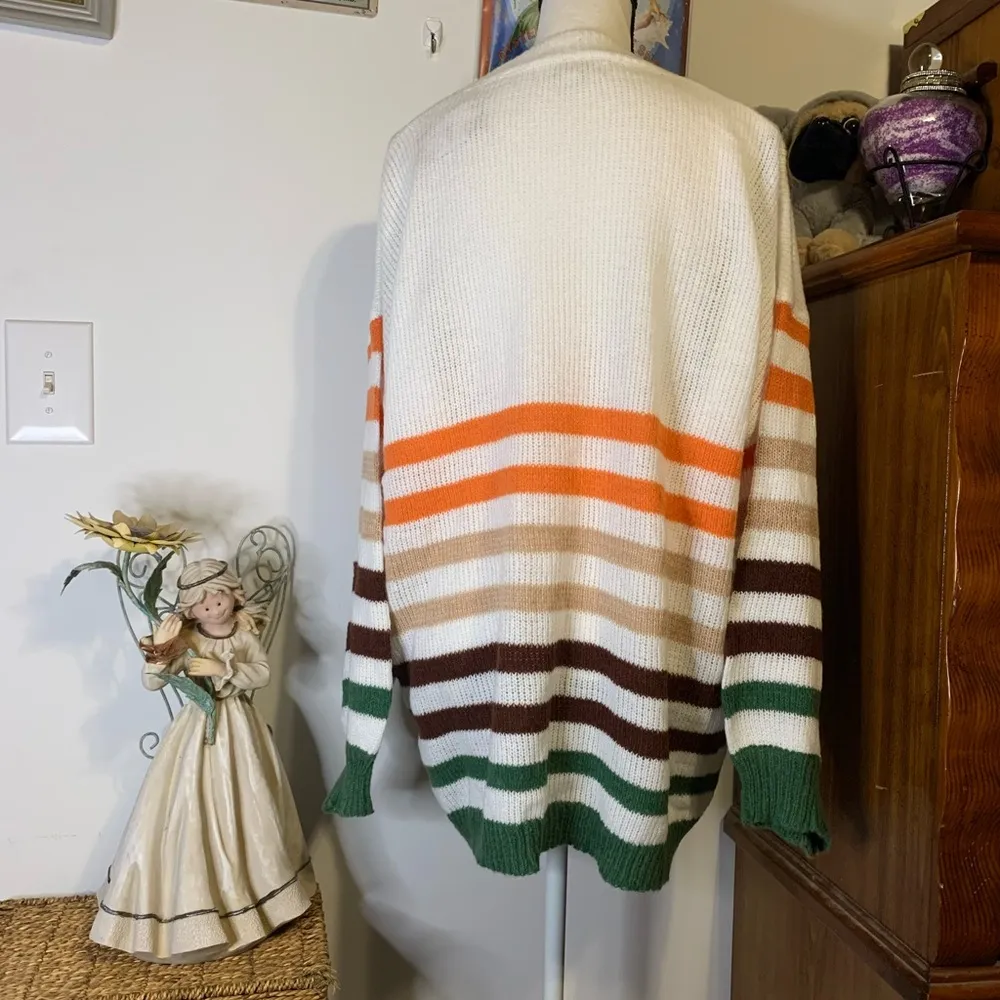 Suzanne Betro Orange Green Brown Sweater - Image 5