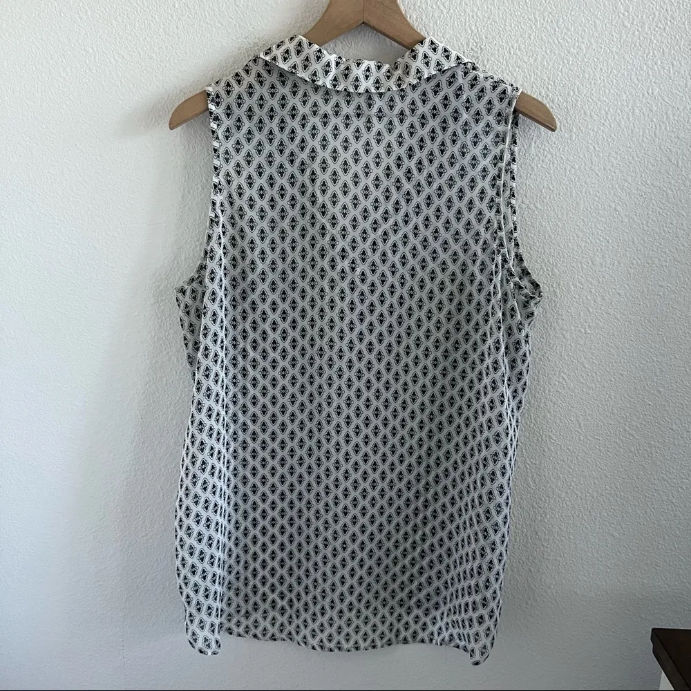 Pleione Long Line Geometric Artsy Semi Sheer Collar Top Blouse Shirt XL - Image 4