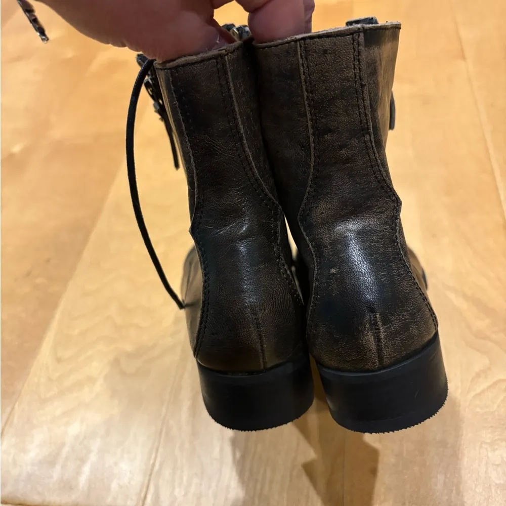 Aldo leather combat boots booties lace up zippers sz 8 brown black new - Image 5