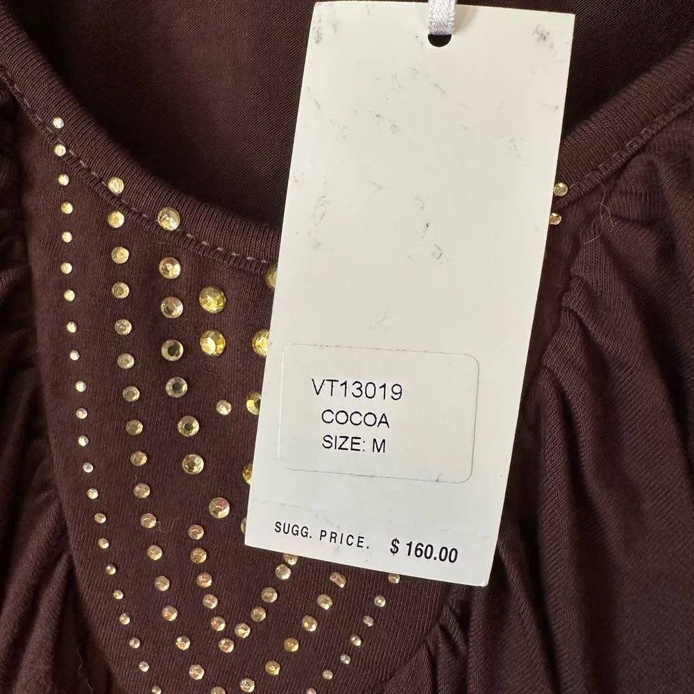 Vertigo Paris Embellished Long Sleeve Top Women's Size Medium Brown NWT $160 - Image 8