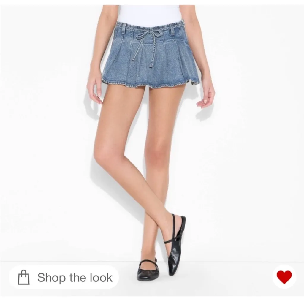 NWT Wild Fable Denim Skirt/skort. Shorts underneath. Tie belt. Pleated. Size 6 - Image 2