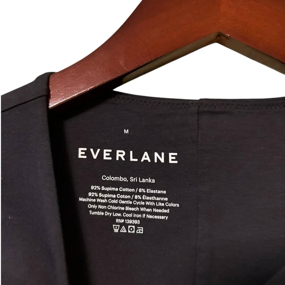 NWT Everlane Black The Short Sleeve Crew Neck Bodysuit-Size Large - Image 3