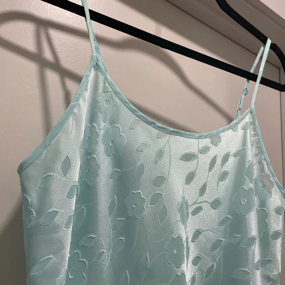 VTG 90s Cinema Etoile Aqua Blue Floral Camisole Cami Tank Top - Image 5