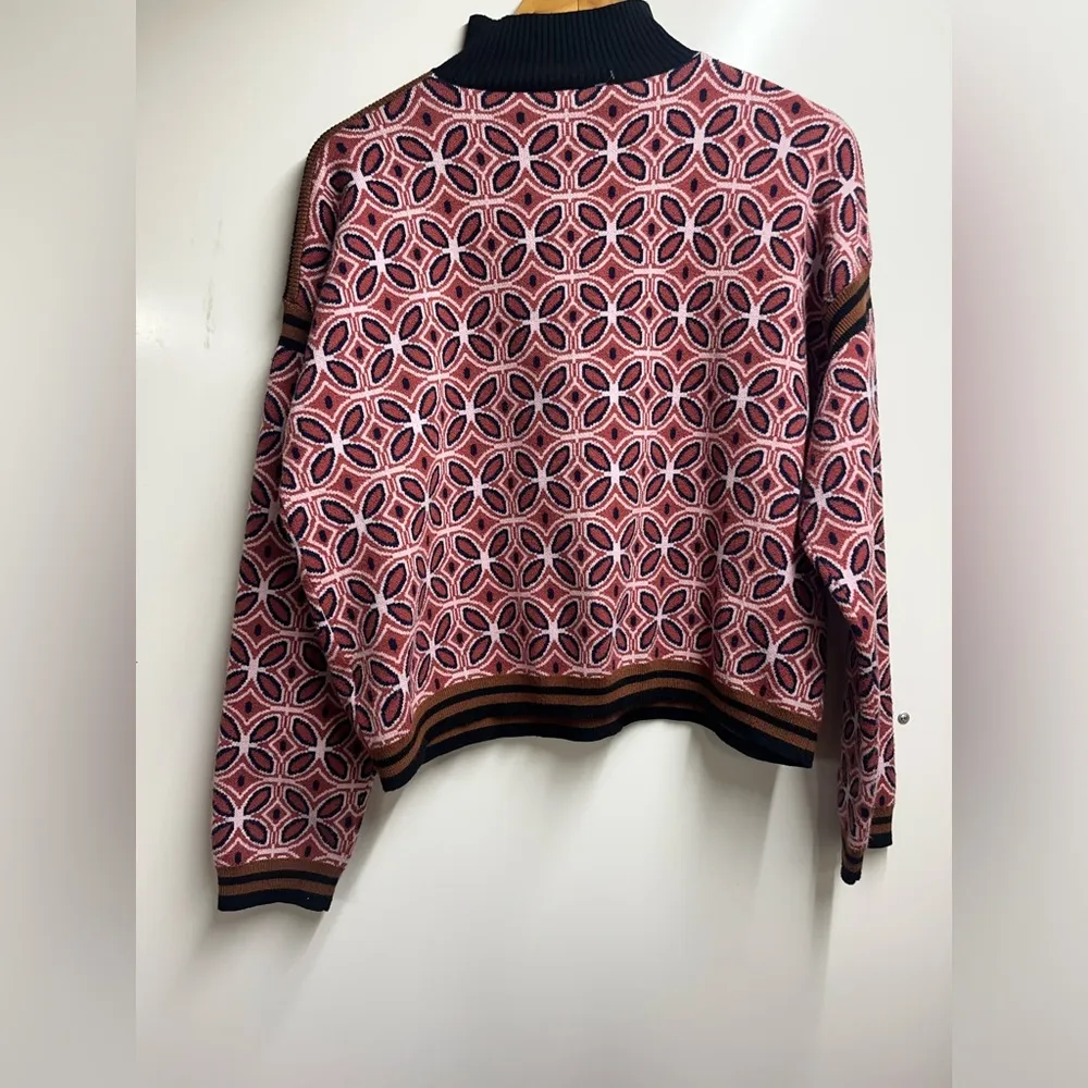 Anthropologie NEW NWT Nouveaux Geometric Half Zip Sweater size xl Black - Image 4