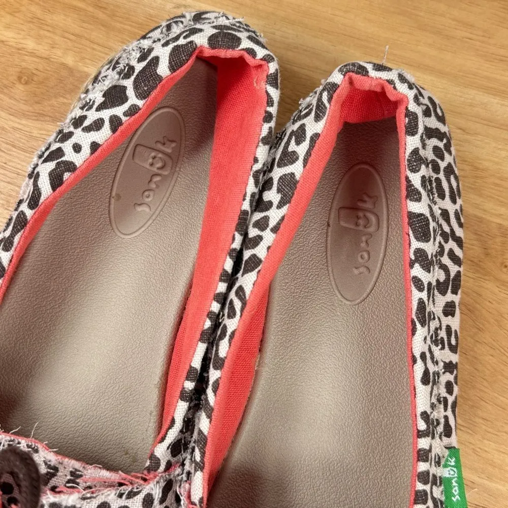 Sanuk Kariba Sidewalk Surfer Leopard Print Espadrille Hemp Slip‎ On Shoe 7 - Image 9