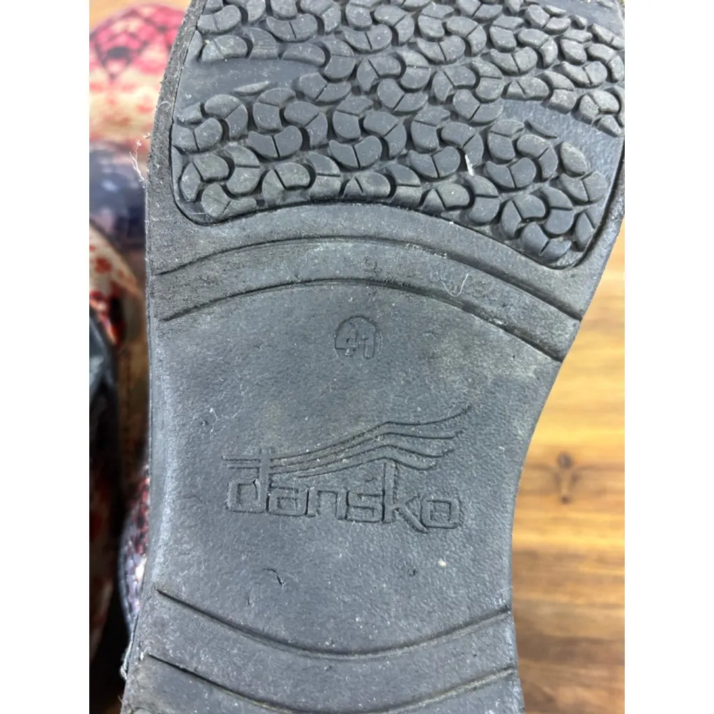 Women's Dansko XP 2.0 Red Blue Multi-Color Pattern Clogs Mules US 10.5 - Image 10