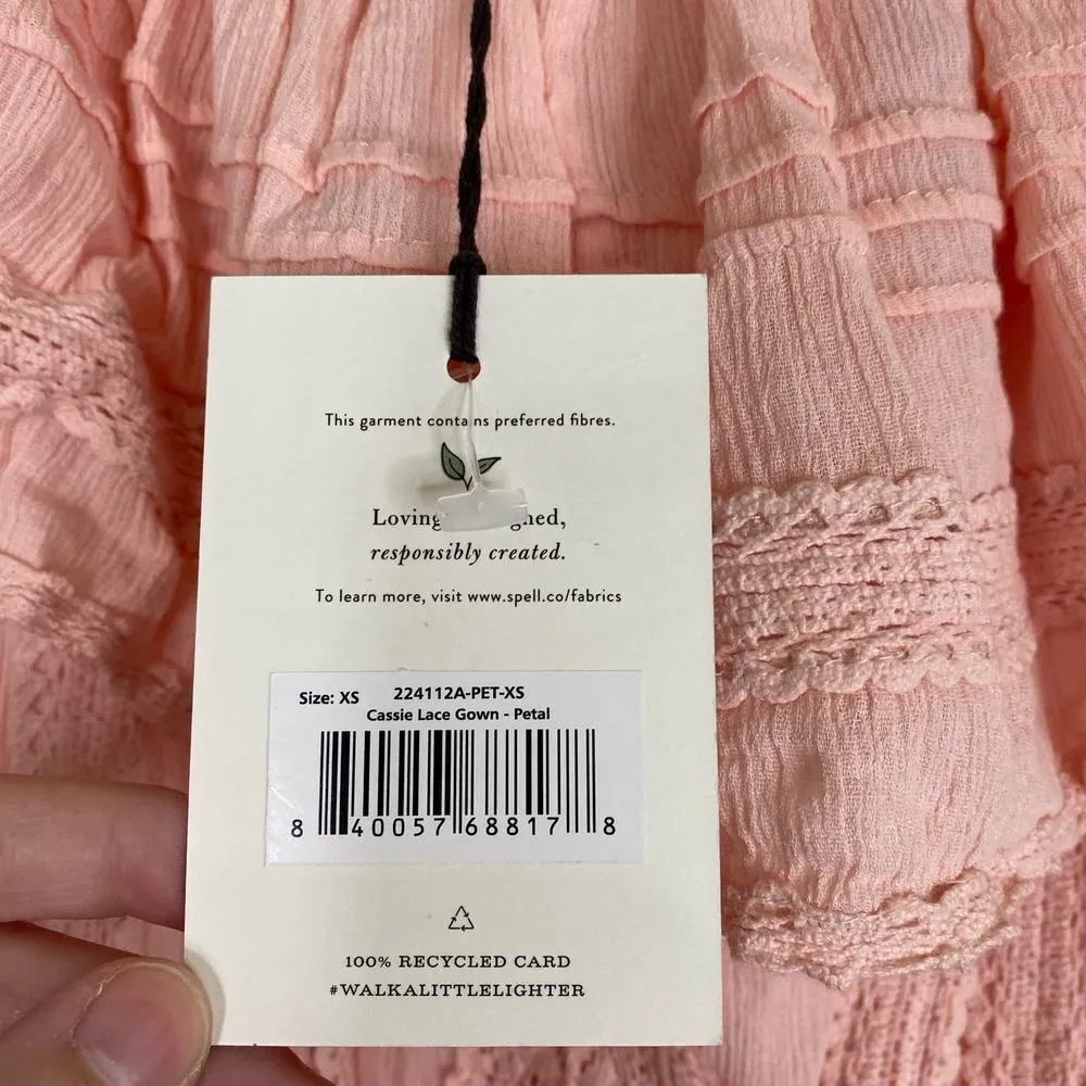 NWT Spell Cassie Lace Gown in Petal Size XS Bohemian Romantic Shabby Chic Pink - Image 8