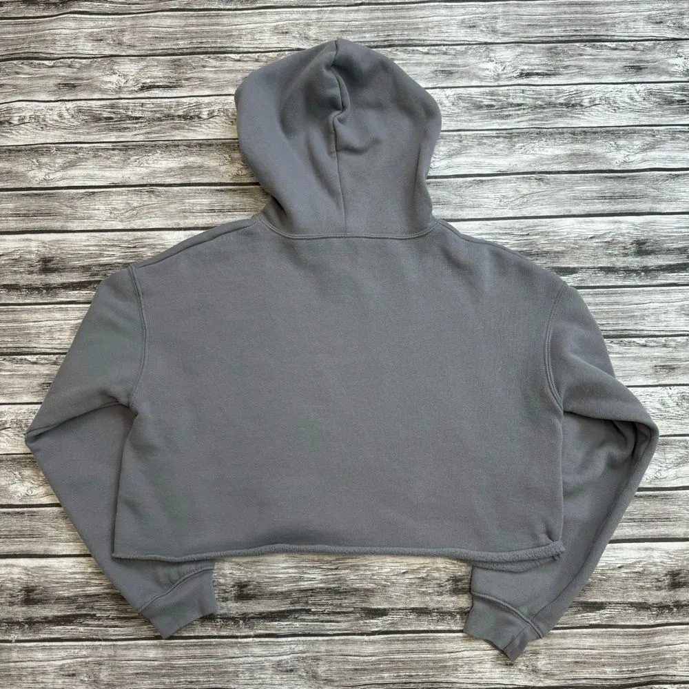 Girls Gotta Eat Women's Oversized Cropped Pullover Hoodie S SM Small Grey Gray White - Image 4