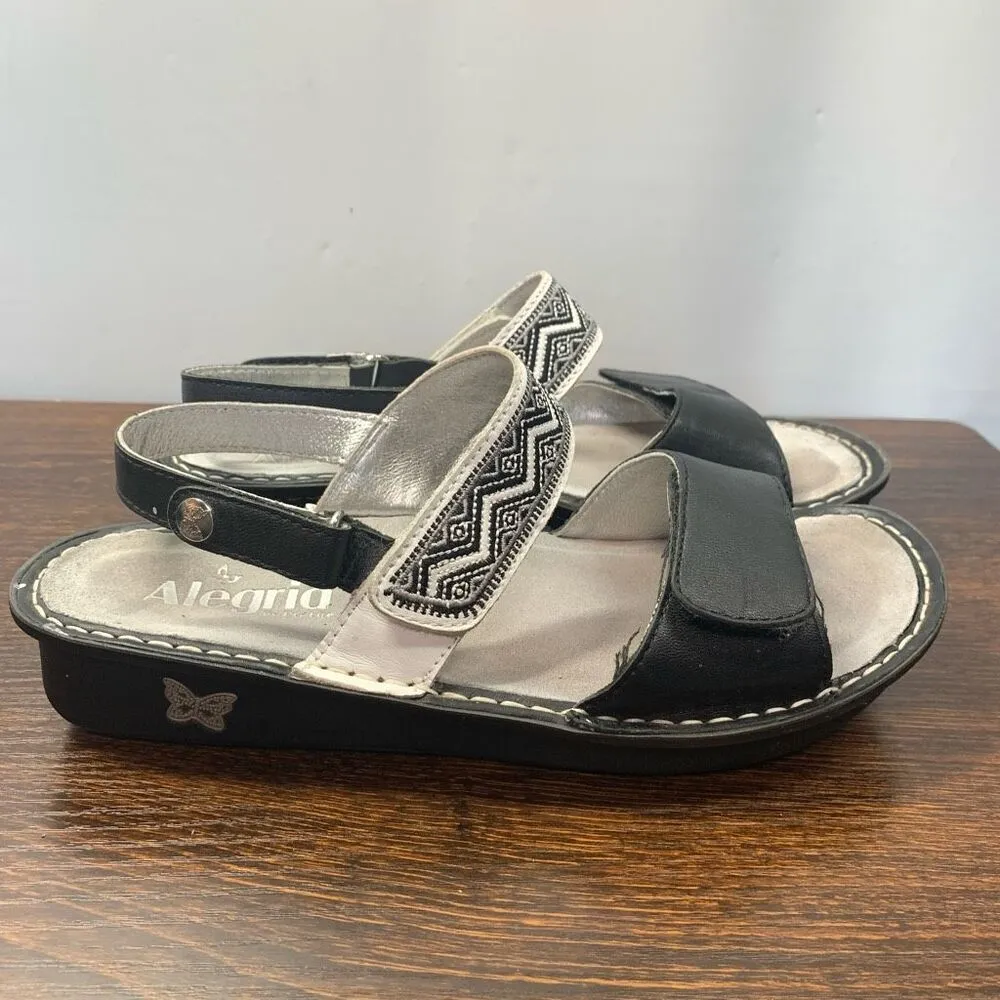 Alegria  Women's Leather Aztec Embroidered Two Strap Sandals Size 39 EU - Image 6