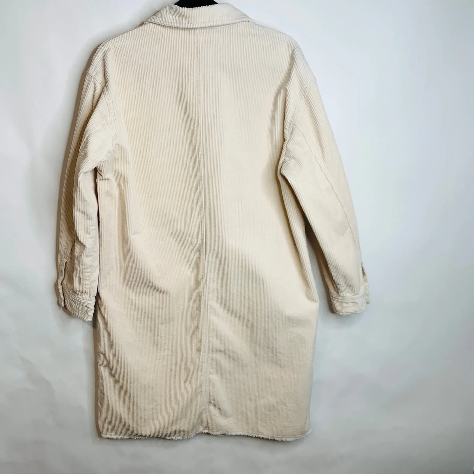 ZARA  Corduroy Duster Shacket Jacket Sz Medium Cream - Image 6