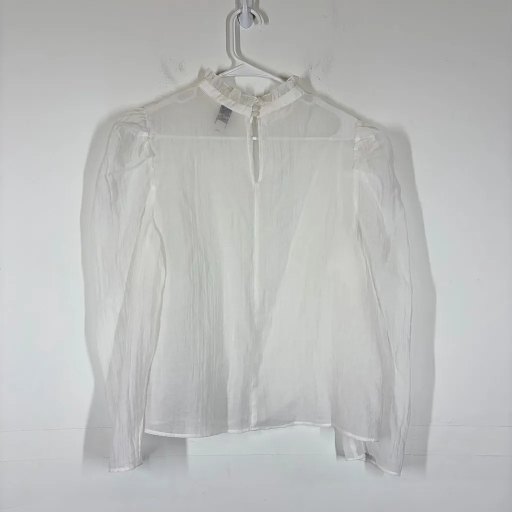 NWOT Anthro Maeve Sheer Mock Neck Long Sleeve Blouse Size Medium - Image 4