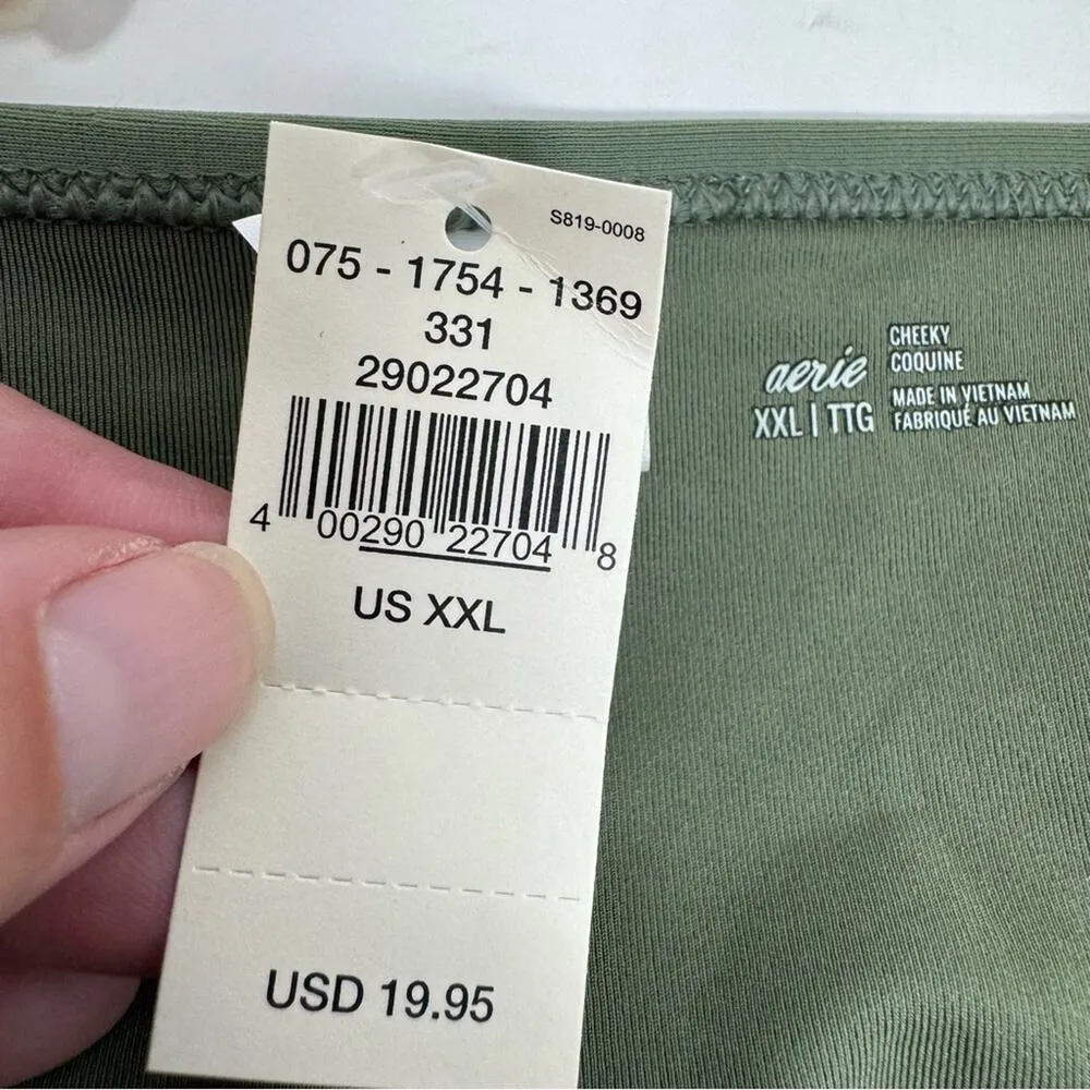 Aerie Cheeky Bikini Bottom Low Cut Olive Army Green Size XXL Vacation Beach NEW - Image 7
