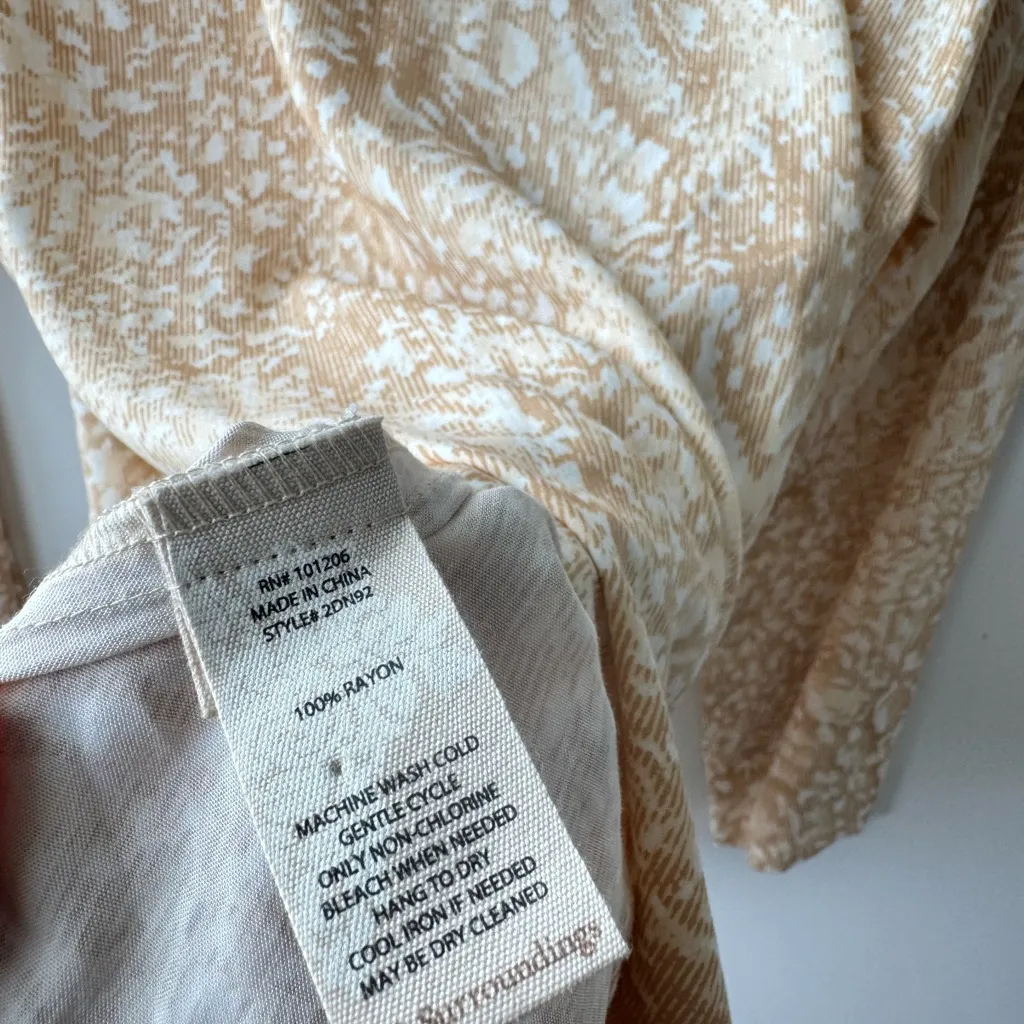 Soft Surroundings Funnel Neck Top Animal Print Long Sleeve Beige Size L - Image 3