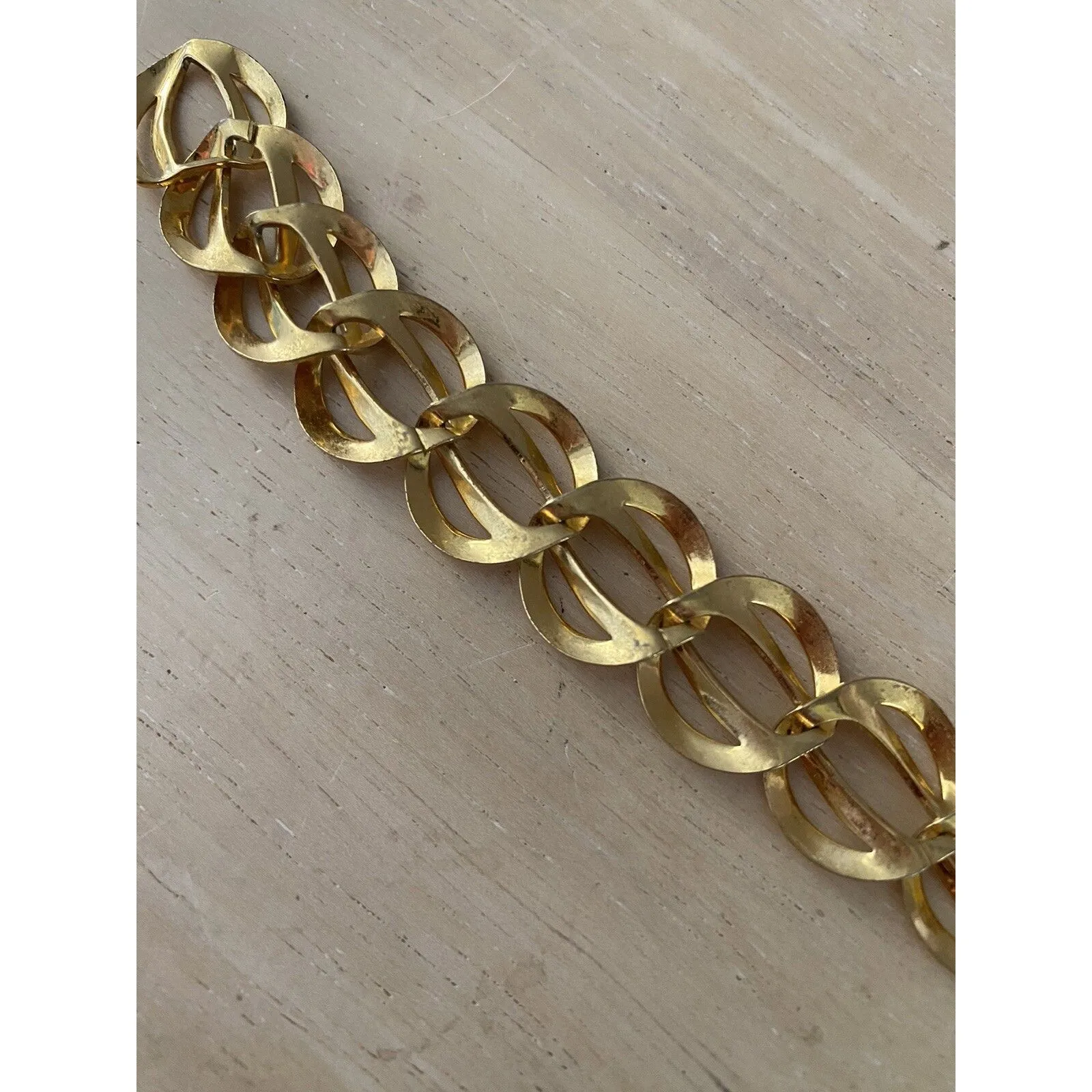 Vintage Napier Gold Tone Large Link Necklace Choker 16" Signed 1980s 80s - Image 10