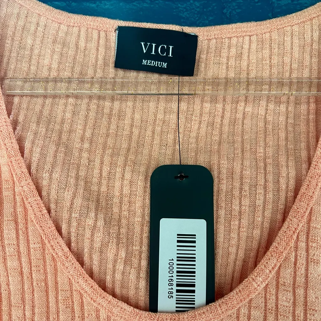 Vici Pink Ribbed Sleeveless Tank‎ Top - Image 3