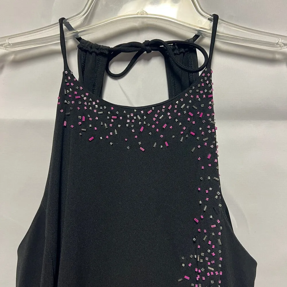 Zum Zum by Niki Livas Beaded High Neck Maxi Dress Womens XS Party Wedding Guest Black - Image 4