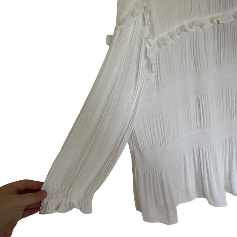 Ted baker NEW Airlie pleated smocking high neck top ivory US size 8 - Image 3