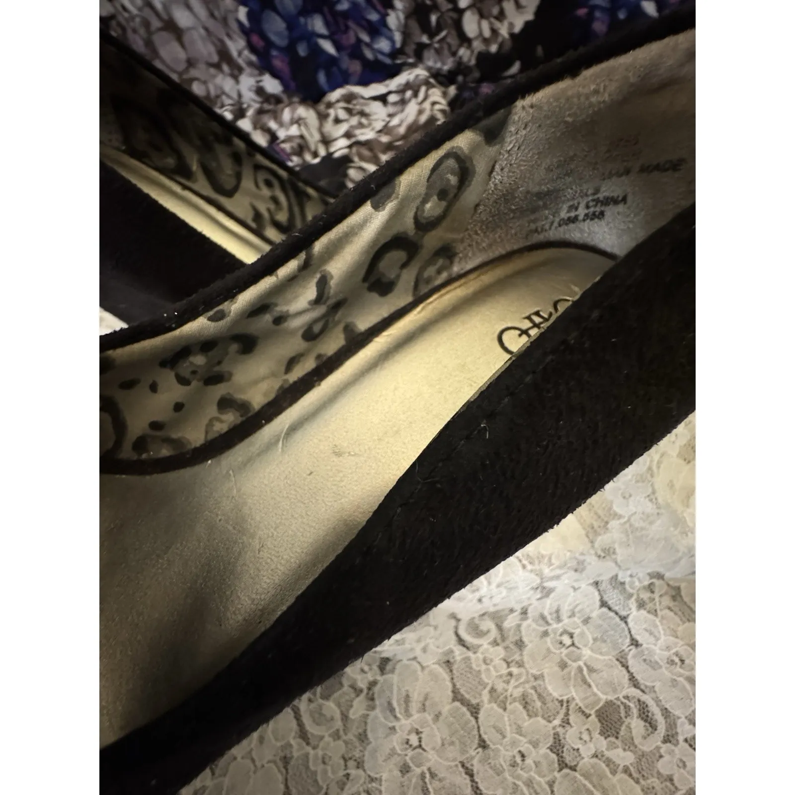 Cato Black Wedge Heels, Closed Toe, Faux Suede Upper, Size 7 - Image 8