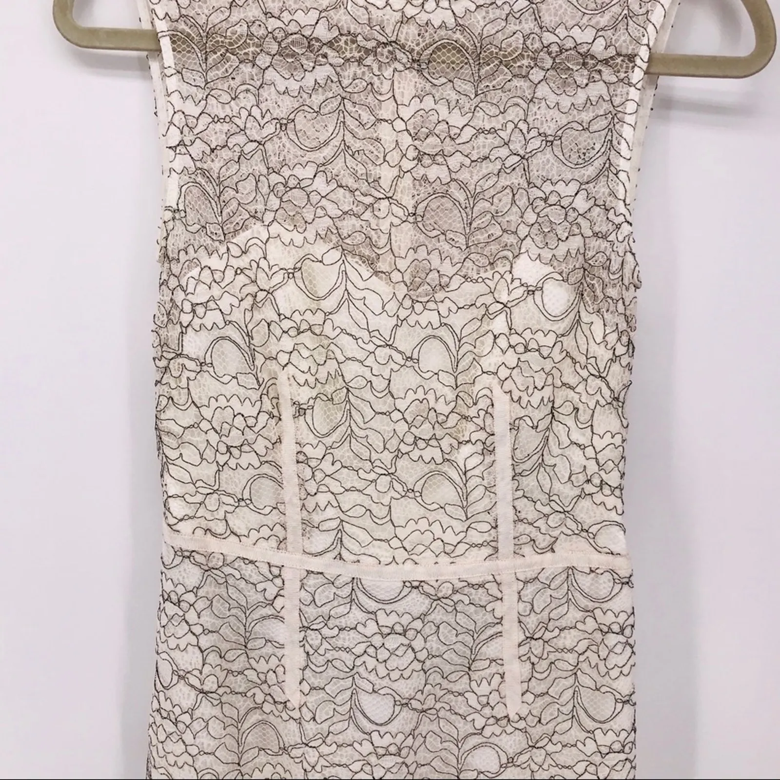 Jill Jill Stuart Love Glow Sheath Dress White Black Lace Illusion Neckline Sz 2 - Image 8