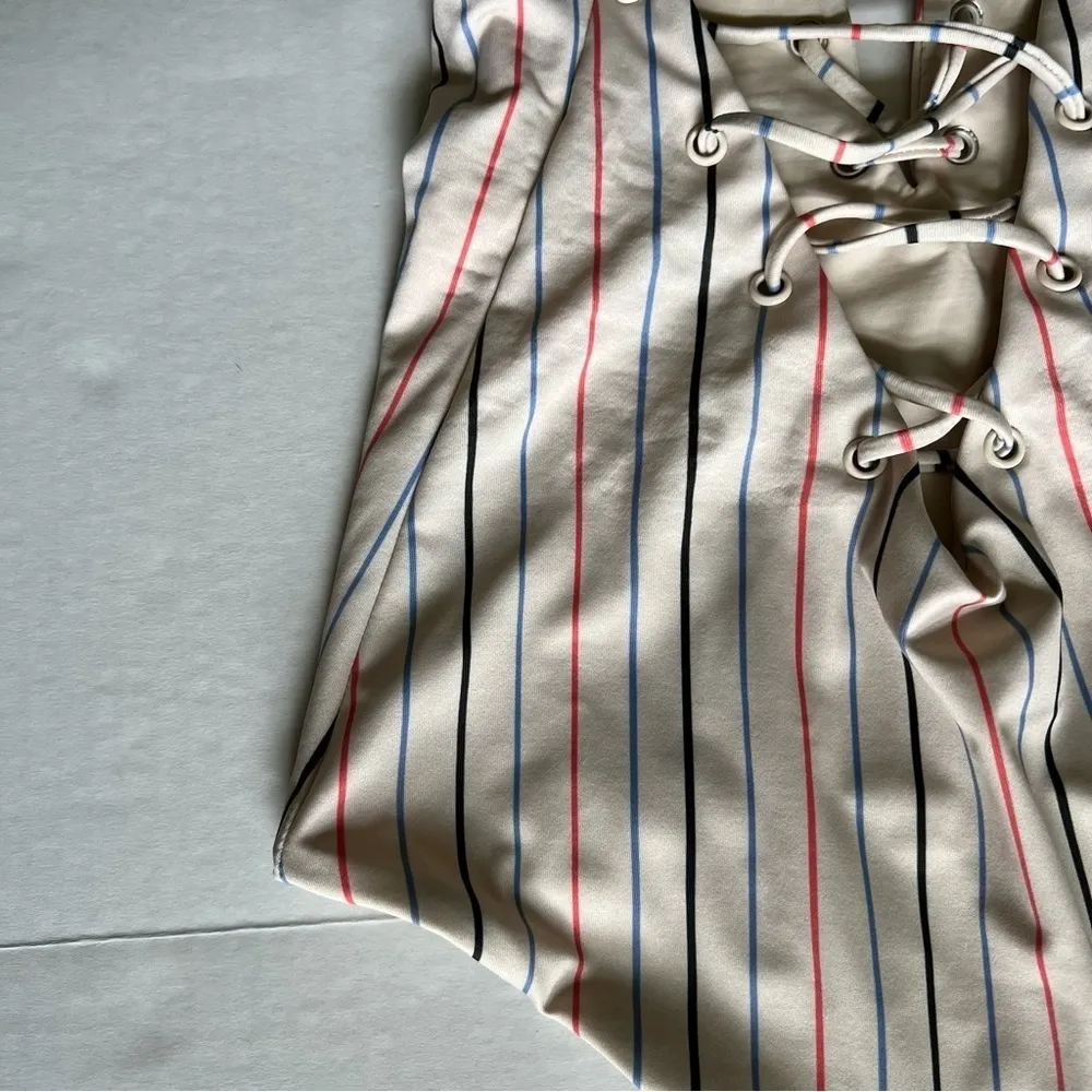 Tavik by madewell Monahan Lace-Up One-Piece Swimsuit in Horizon Stripe xs - Image 9