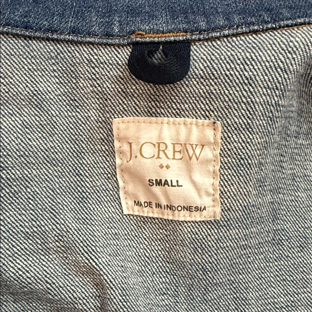 J.Crew Denim Jacket Classic Medium Wash Stretch Small Blue - Image 2