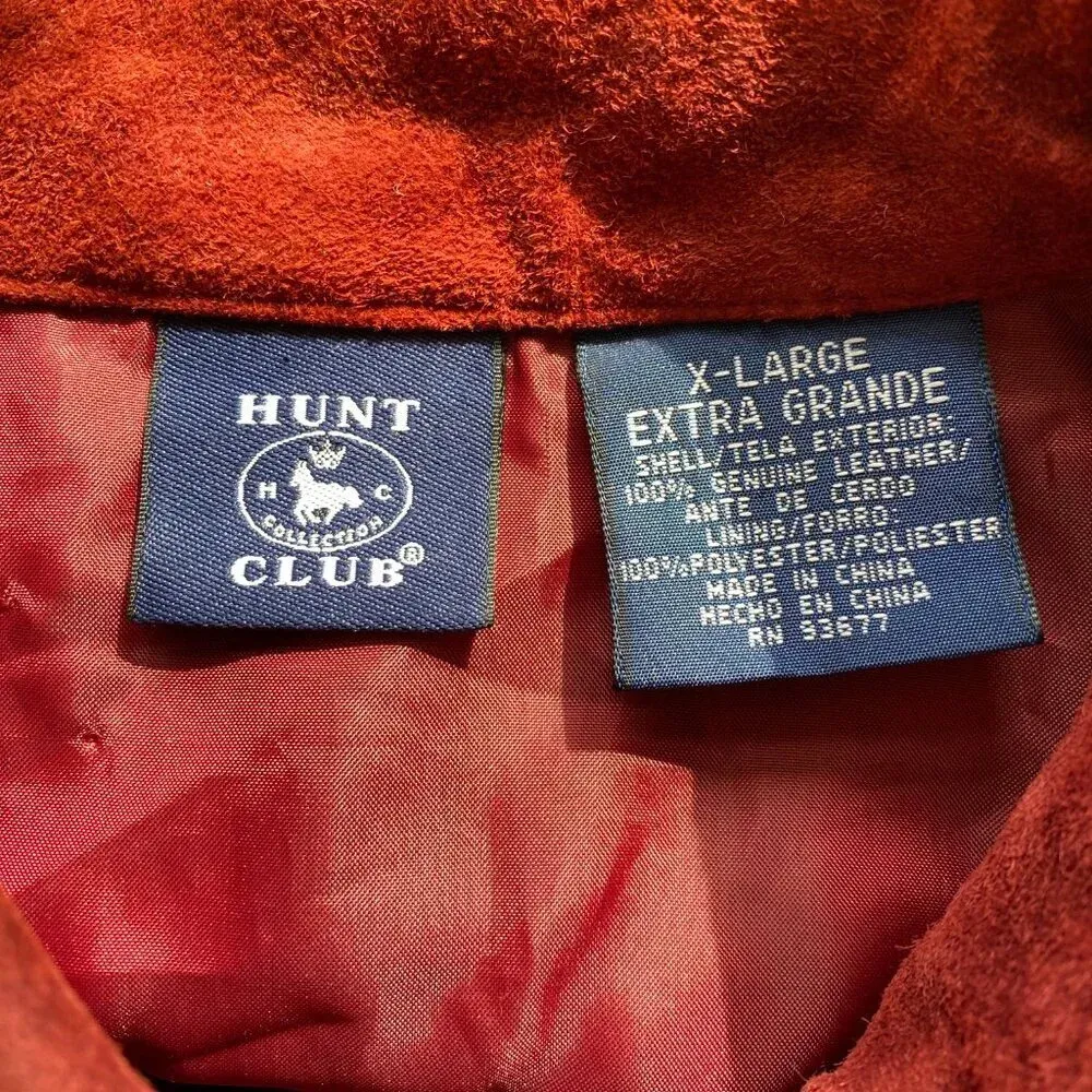 Vintage Hunt Club Women's XL Long Sleeve 100% Leather Suede Button Up Jacket Red - Image 14