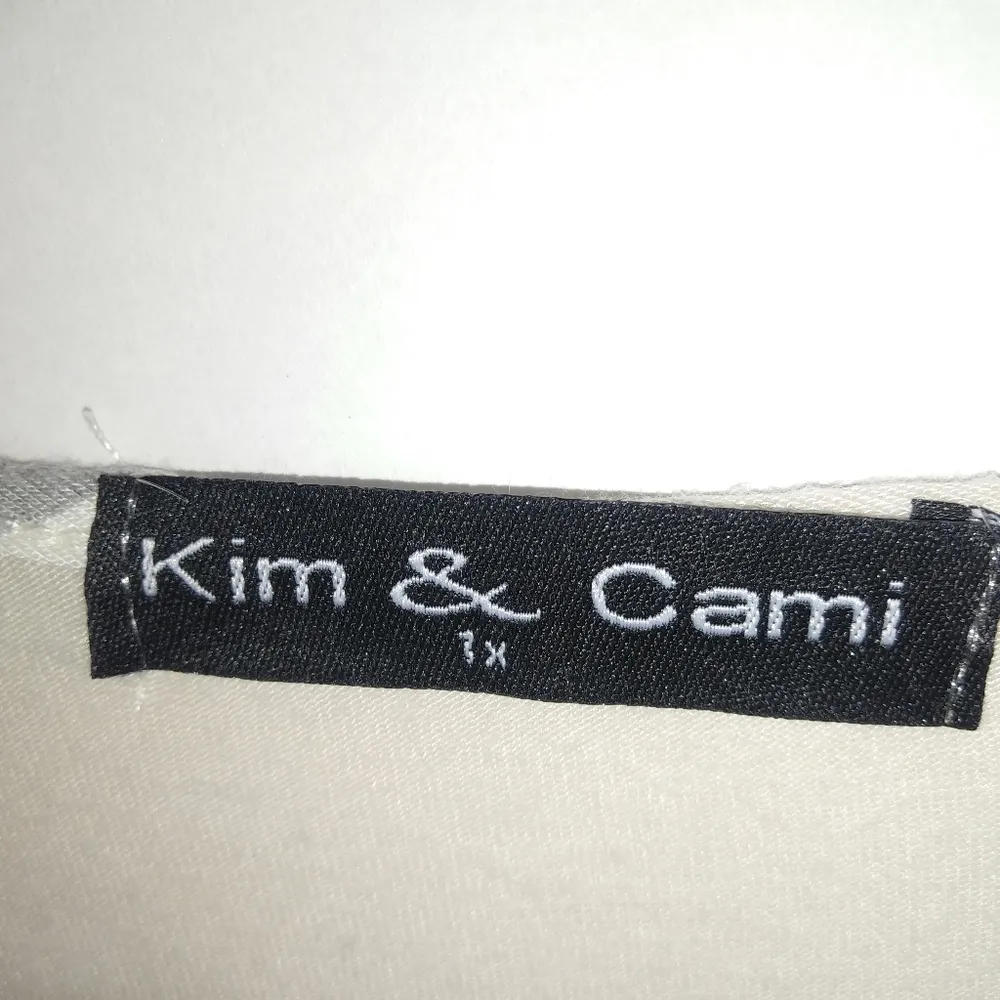 Kim Cami 1X Gray Beige Stripe Cross Over Top Plus - Image 7