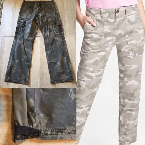 GAP Faded wash camo khaki roll up cargo pants - Image 2