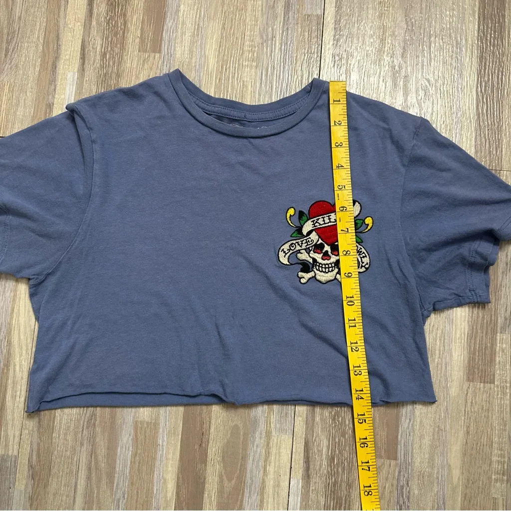 Ed Hardy  Blue Cotton Y2K Cutoff Tee Size Small - Image 4