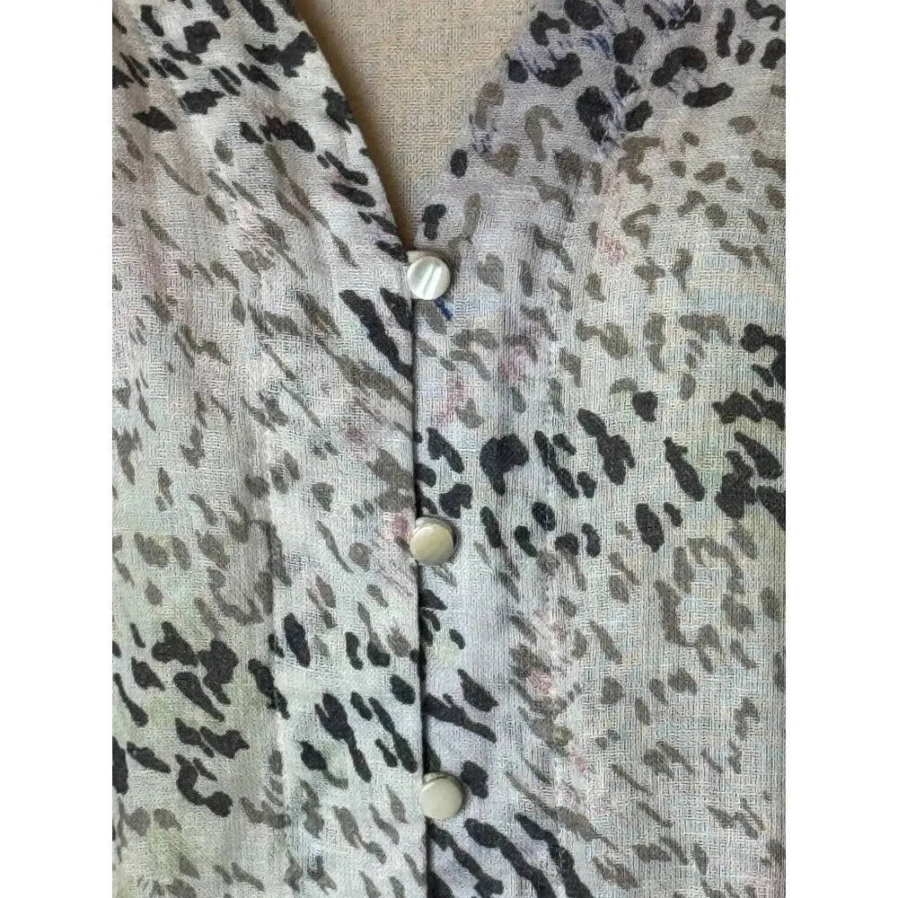 Rails Shirt Women Medium Ivory Linen Blend Thea The Rainbow Cheetah Print Blouse - Image 8