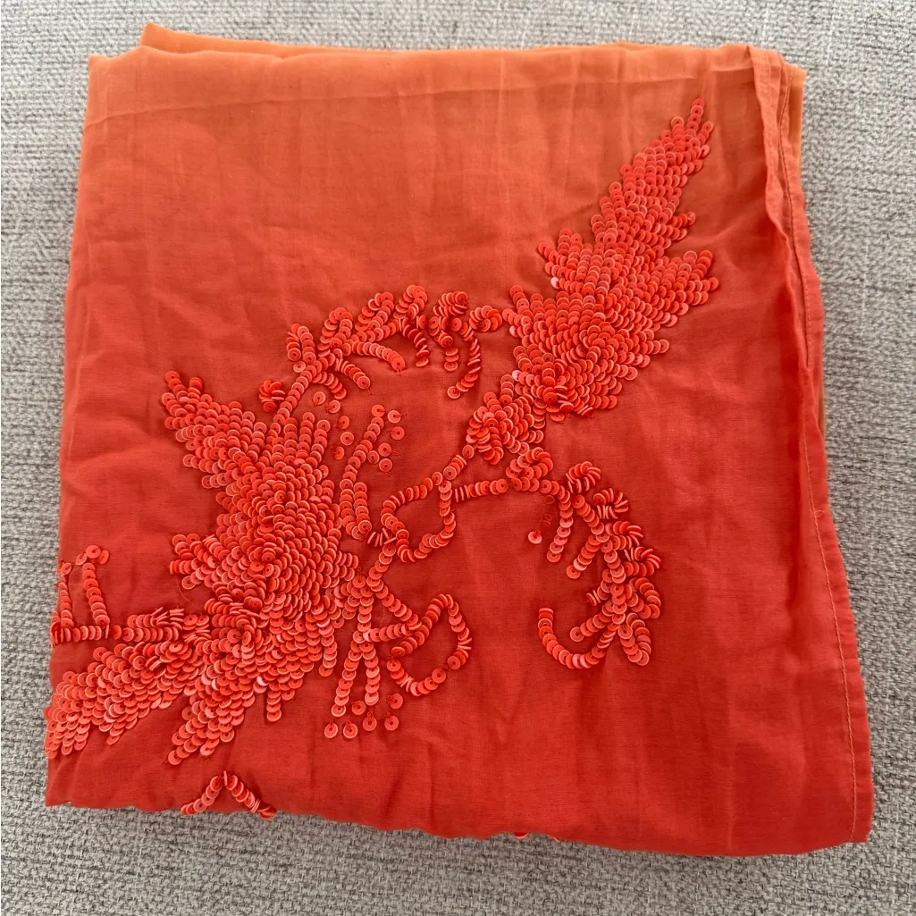 Embroidered Orange Scarf - Image 7