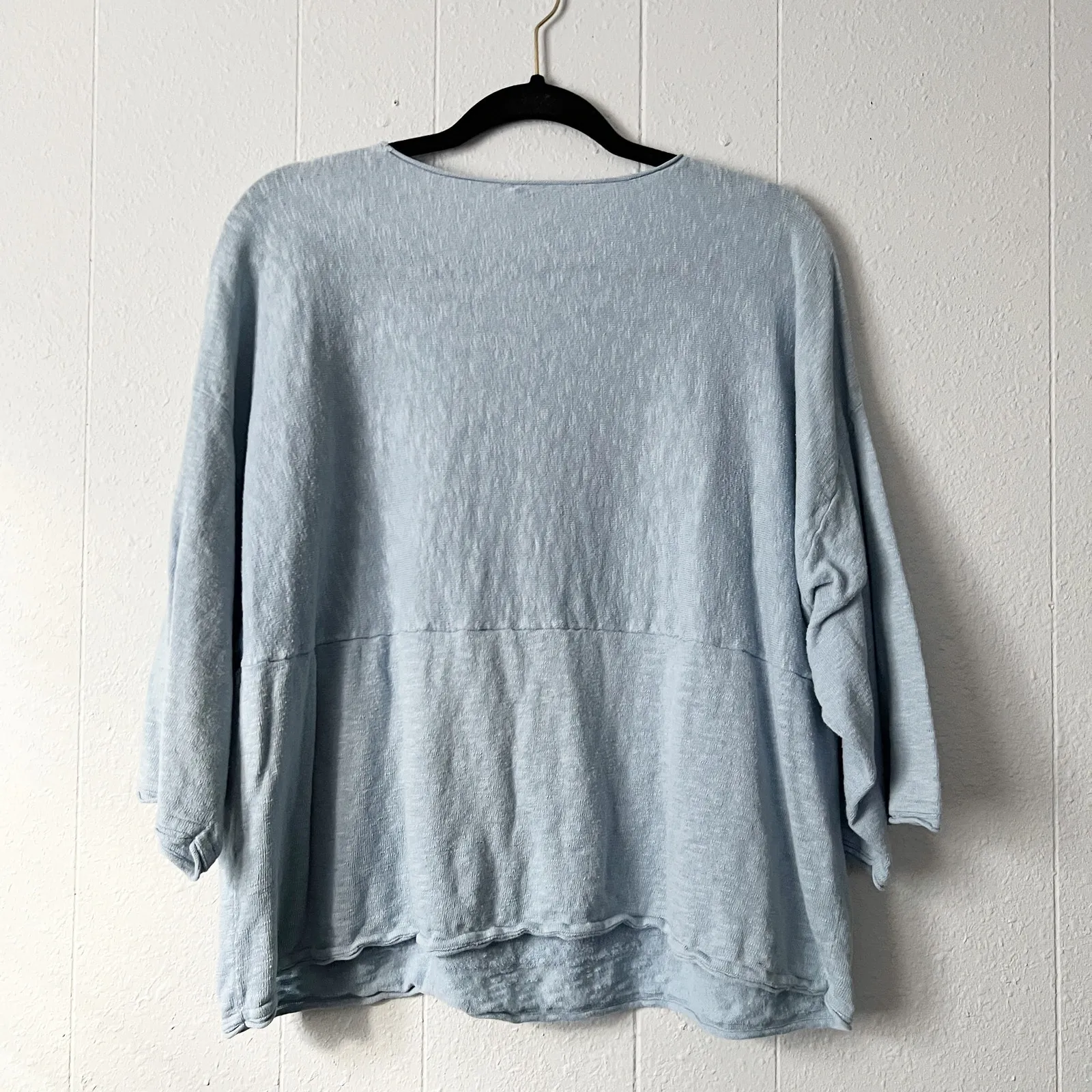 Pure Jill Sweater Womens Large Cotton Linen Boxy Beachy Coastal Capsule Relaxed Blue - Image 7