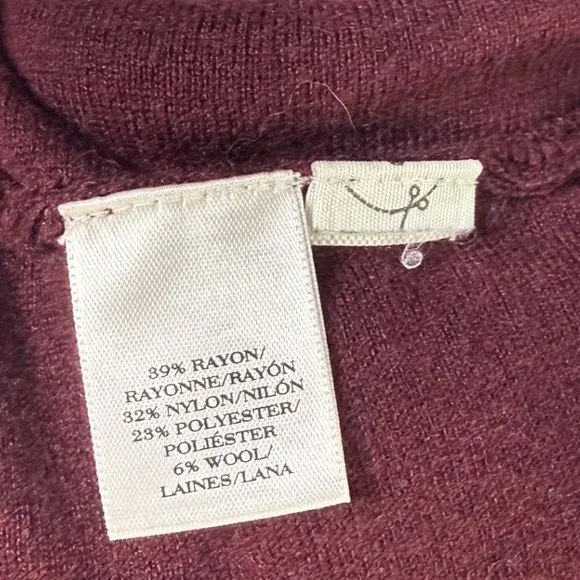 ANN‎ TAYLOR Women Large Burgundy Knot Front Wrap Cardigan Top Casual Elegant - Image 5