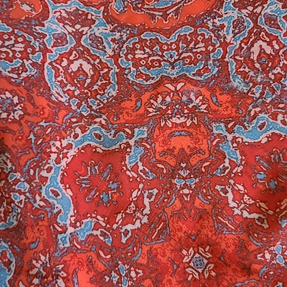 NEW DIRECTIONS BOHO Gathered Neck with large Sheer BELL Sleeves Top Orange Size XL - Image 10