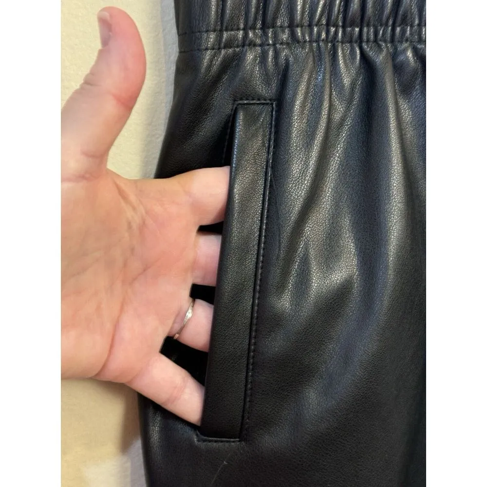 Avec Les Filles Faux Leather Joggers In Black Size Large Petite‎ - Image 4