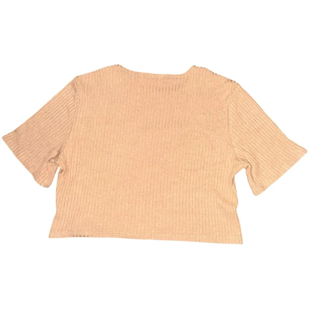 Reformation Jeans Size S Marble Tan 2 Two Piece Ribbed Wesley T-Shirt Short Set - Image 3