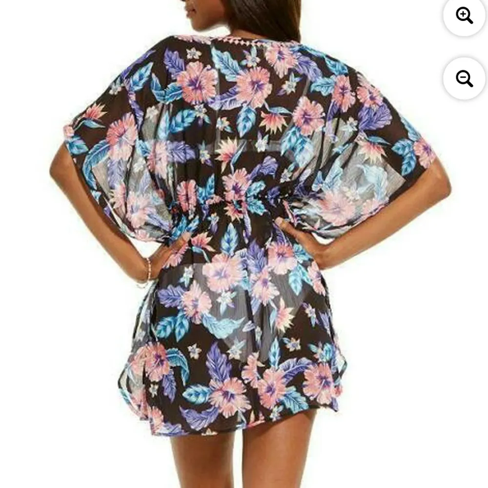 Miken TROPICAL FLORAL Print Smocked Waist Cover - Image 3