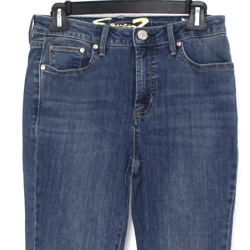 Seven7 Ladies High-Rise Step Hem Cropped Fashion Jean Size 4 Medium Wash - Image 2