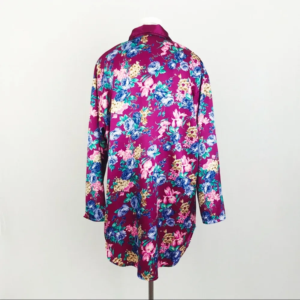 Vintage Botanical Satin Nightgown | Size L Red Size L - Image 6