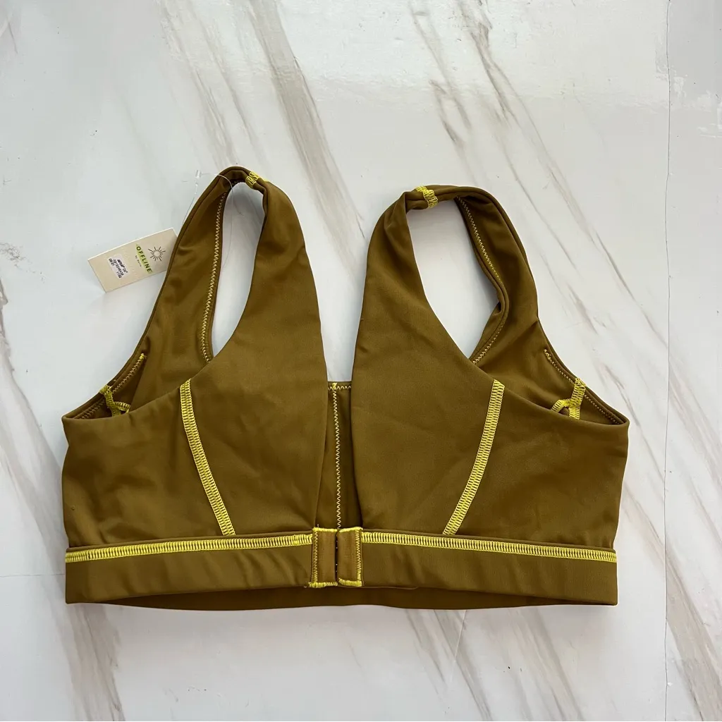 Offline by Aerie Sports Bra Size Small Sweat Cardio Most Support Brown Mustard - Image 2