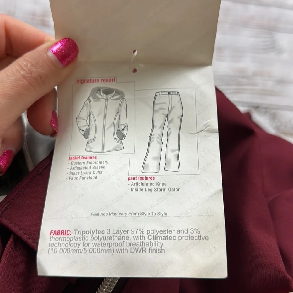 NWT Couloir signature resort Nora insulated ski pants size 12 Red - Image 7