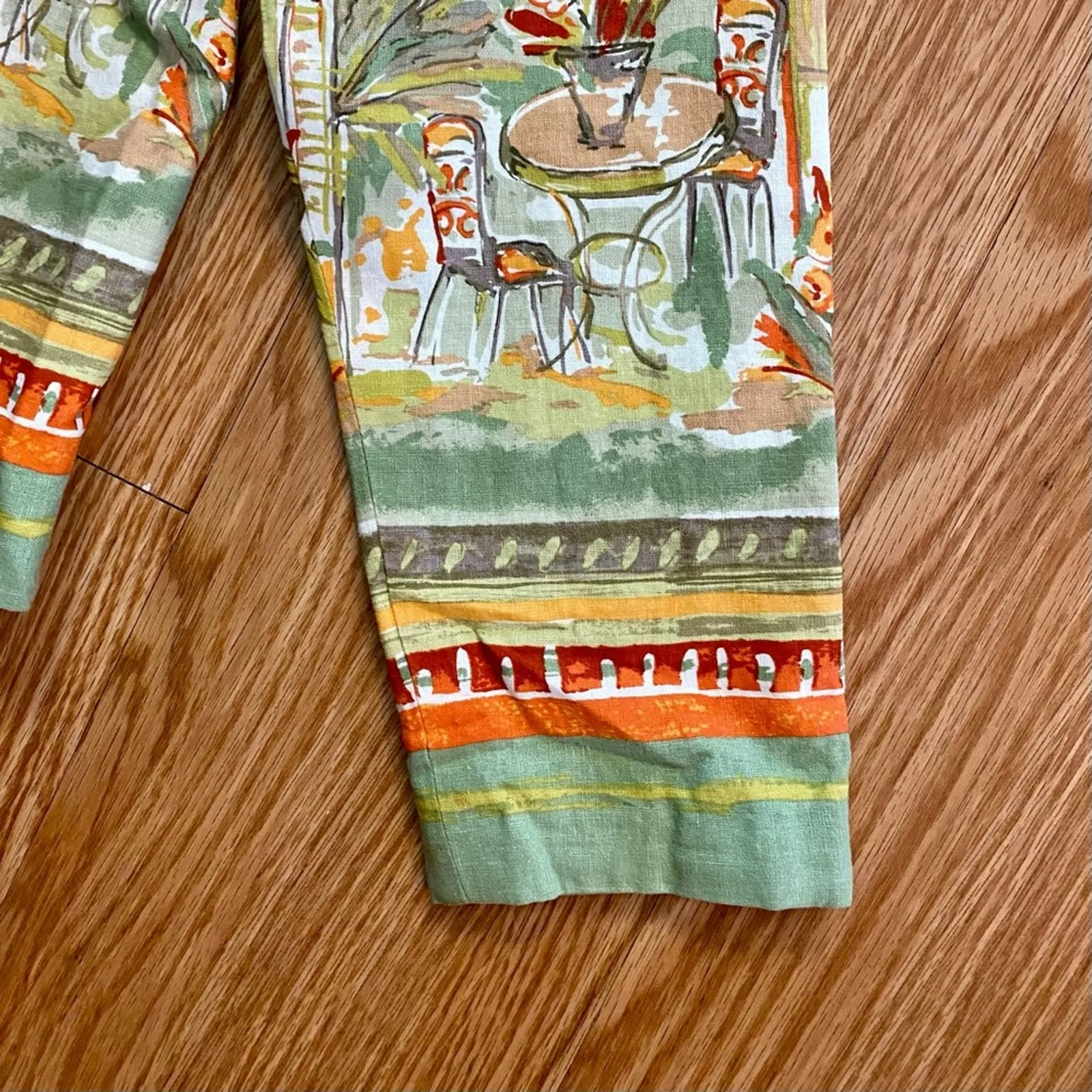 Coldwater Creek Villa Cityscape Blue Retro Linen Jacket Shacket Womens Small - Image 7