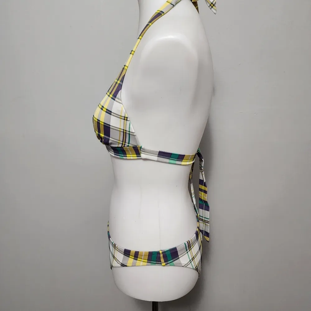 Victoria's Secret yellow plaid triangle bikini size small - Image 4