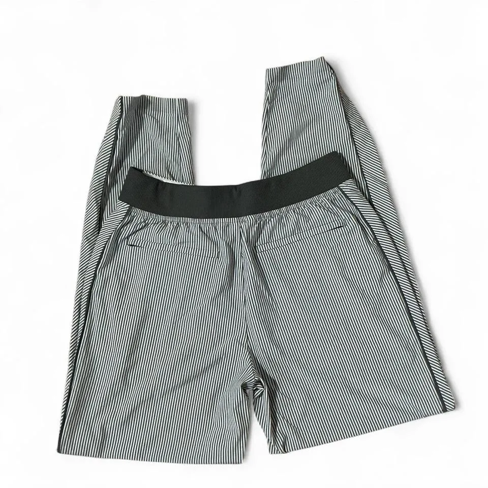 Athleta Brooklyn Textured Ankle Pants Black White Pinstripe Jogger Style Women 4 - Image 3